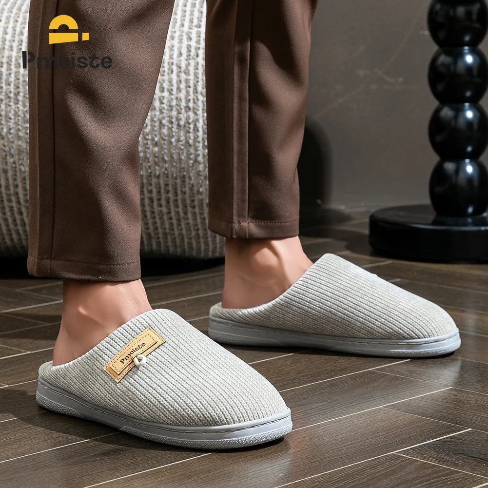 House Slippers for Men Warm Non Slip Indoor Knitted Memory Foam TPR Sole Cushion Home Shoes Winter Luxury Designer Comfort