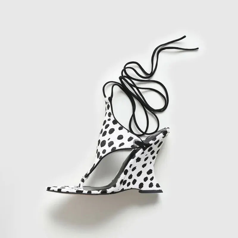 2026 European and American Women's Spring and Summer New Fashion Clip Toe Ankle Strap Irregular High Heels Walking Hollow Shoes