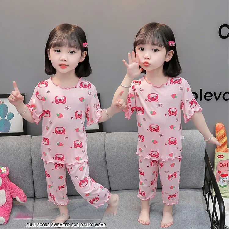 Baby Pajamas Sets Cotton Child Pajamas Toddler Summer Sleeveless Baby Nightwear Pyjamas Kids Cartoon Homewear Clothes