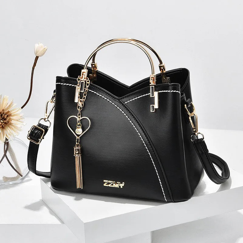 Fashionable handbag Korean color-blocking large capacity women's bag fashionable one-shoulder crossbody bag bucket bag