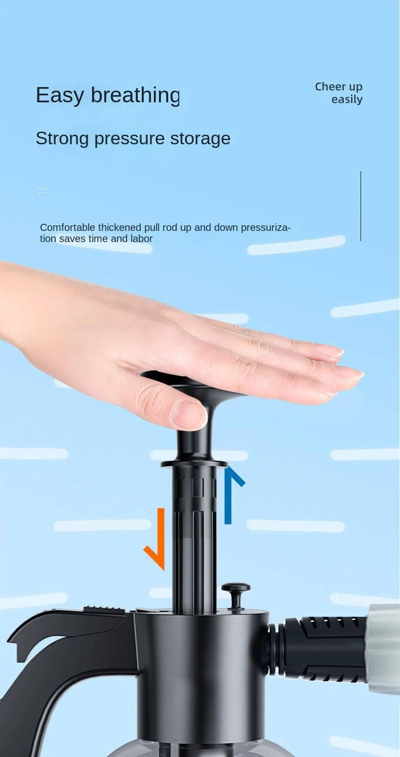 2L Hand Pump Foam Sprayer with 2 Types of Nozzle Hand Pneumatic Foam Cannon Snow Foam Car Wash Spray Bottle Car Window Cleaning