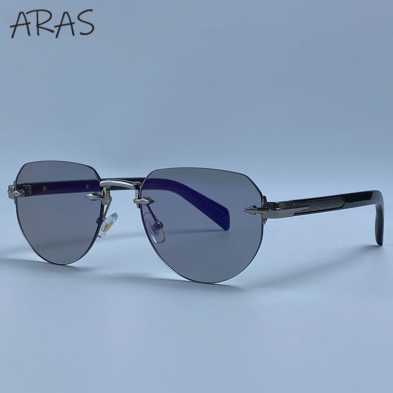 2026 Fashion Square Rimless Sunglasses Women Vintage Gold Metal Frameless Polygon Sun Glasses Lady Pilot Eyewear Cut Edge Shades