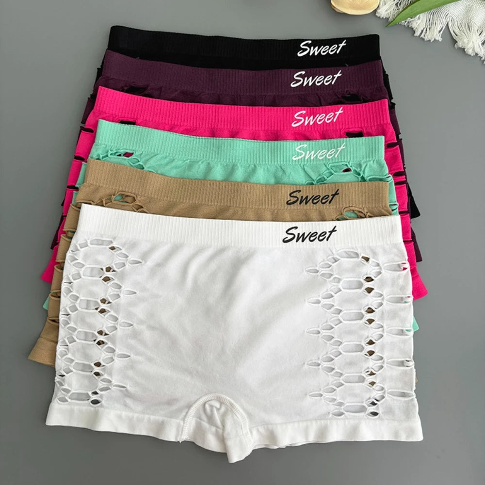 Seamless Sports Underpants Skirt Seamless Knickers Shorts Under The Skirt Sexy Side Mesh Hollow Out Boxer Panties Safety Panty