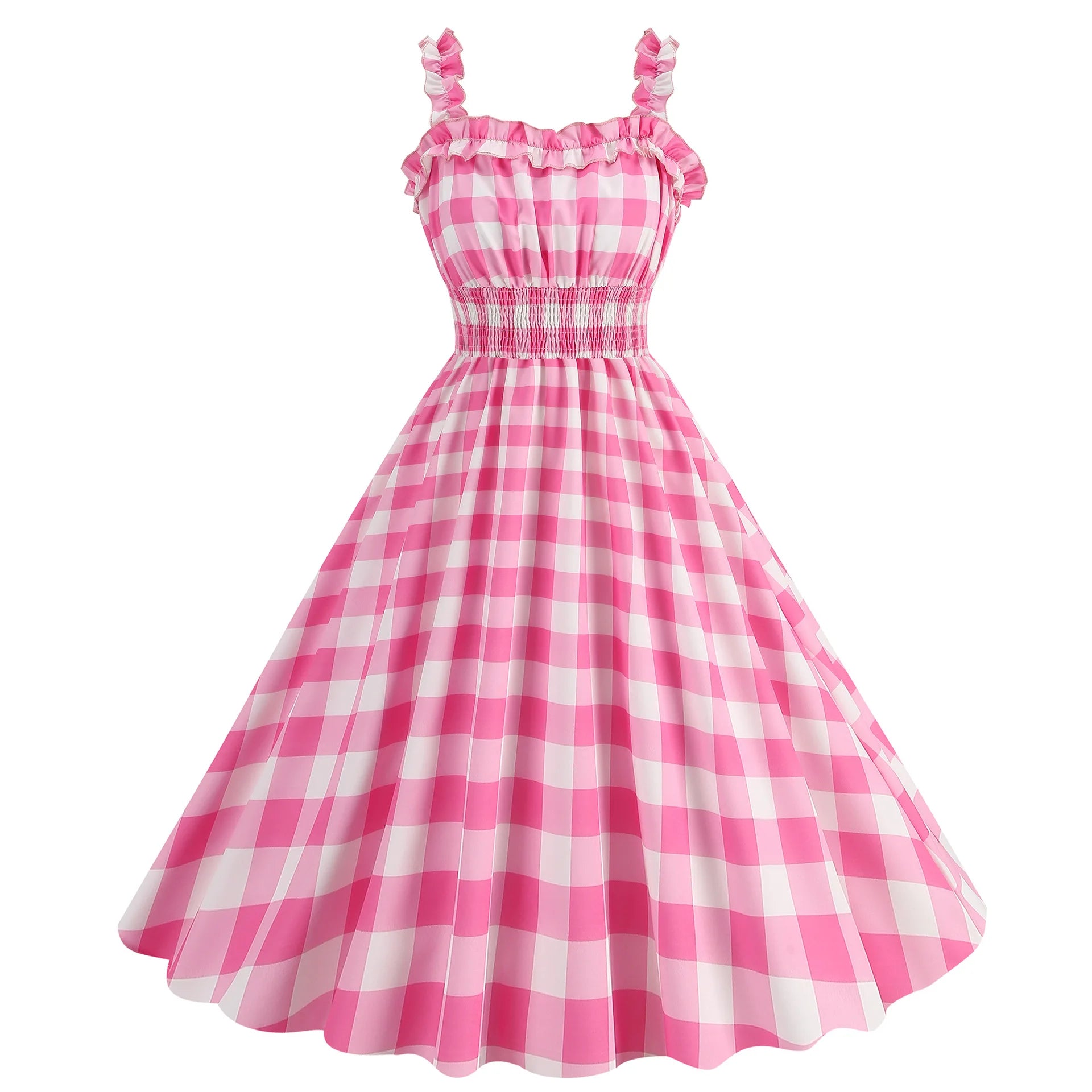 Elegant Women Pink Polka Dot Dress Summer Robe Hepburn 1950s 60s Vintage Sexy Halter Rockabilly Retro Party Dresses 2026 Vestido