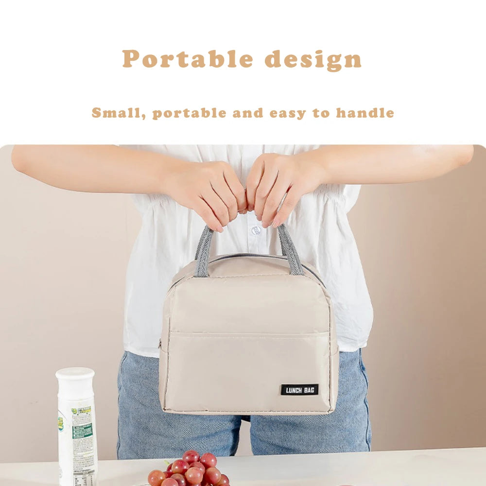 New solid color twill bento bag portable thermal bag thickened student lunch box bag bento bag meal bag