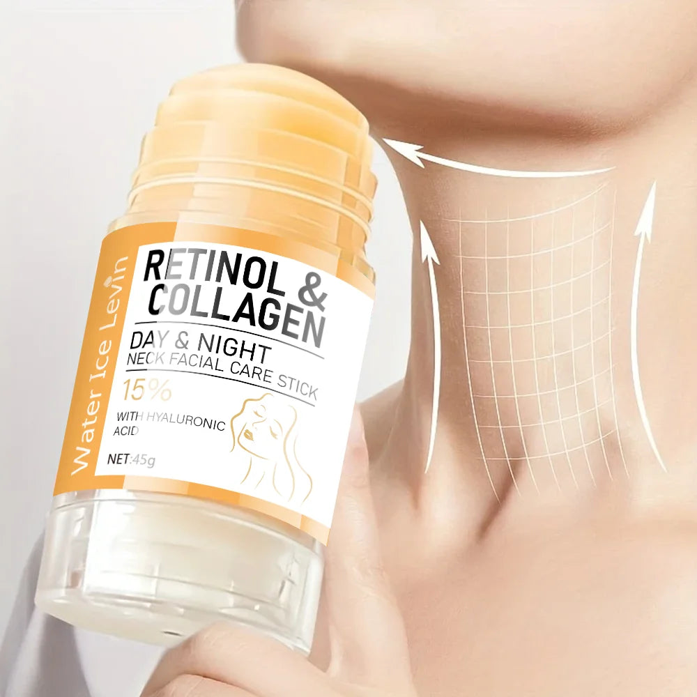 45g Retinol and Collagen Day and Night Neck Cream Facial Stick, Hydrating, Moisturizing, Non-Greasy, Easy to Absorb, Mild and Non-Irritating, Deep Absorption!