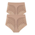 2Pcs/Set Women's Ice Silk Tummy Control Panties Mid Waist Mesh Splice Shaping Briefs Butt Lifter Slimming Soft Underwear M-3XL