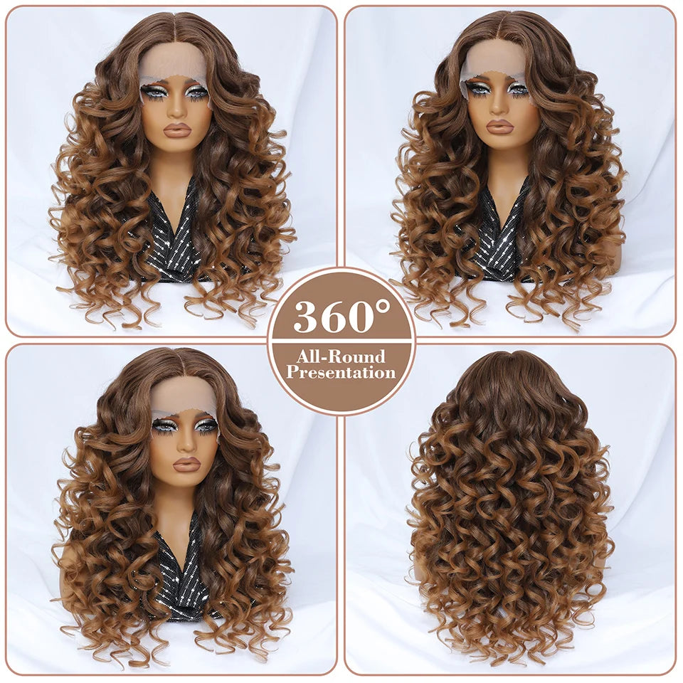 Lace Front Wigs Curly Latisha Synthetic High Quality Blonde Pink Blue Black White Red Brown Wig With Baby Hair For African Women