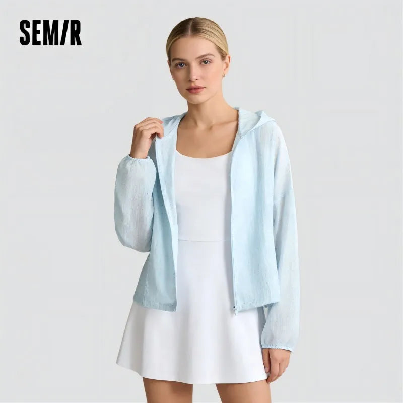Semir Jacket Women Floral Print Girly 2025 New Summer Oversize Hooded Jacket Sweet for Casual and Trendy Outfits