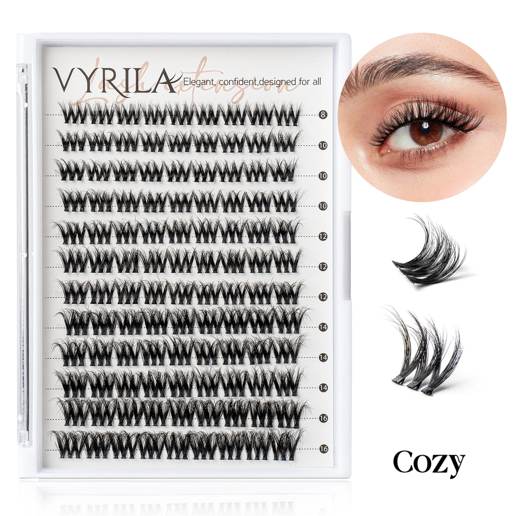 Individual Lashes Cluster C Curl Mix Lash Clusters 3D Wispy DIY Eyelash Extension 0.1mm Super Thin Band Resuable Natural Lashes