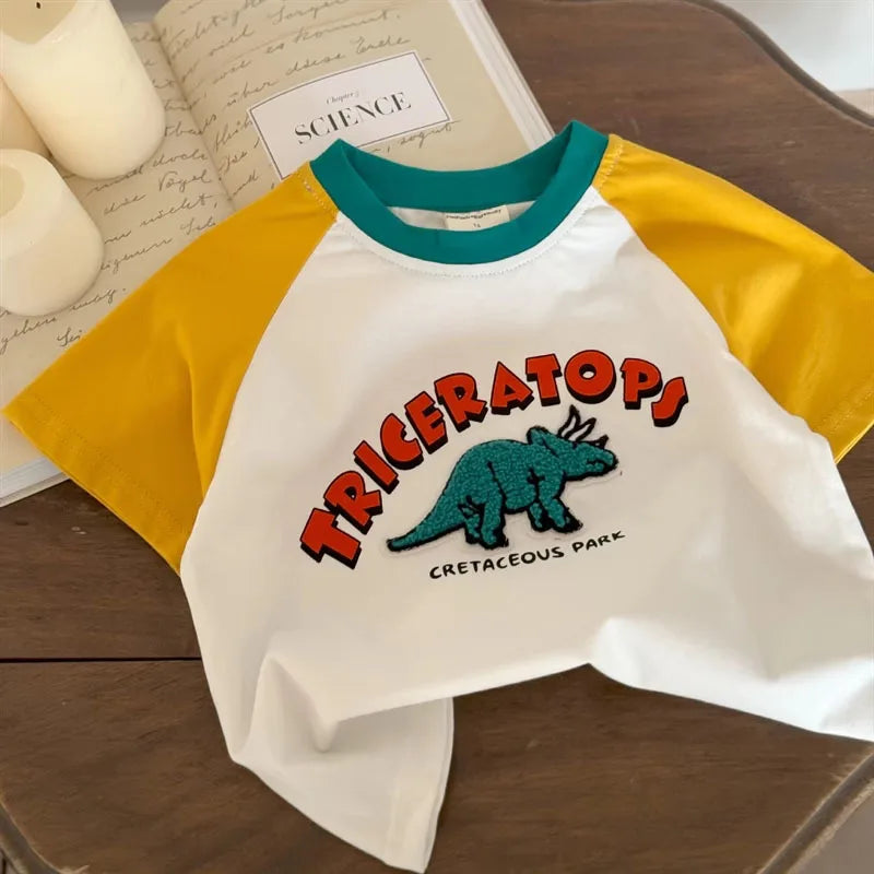 1-6 Age Kids Clothing Summer Short Sleeve Tops Tees Boutique Fashion Children's Clothes Crewneck T-shirt Loose Casual Boy Tshirt