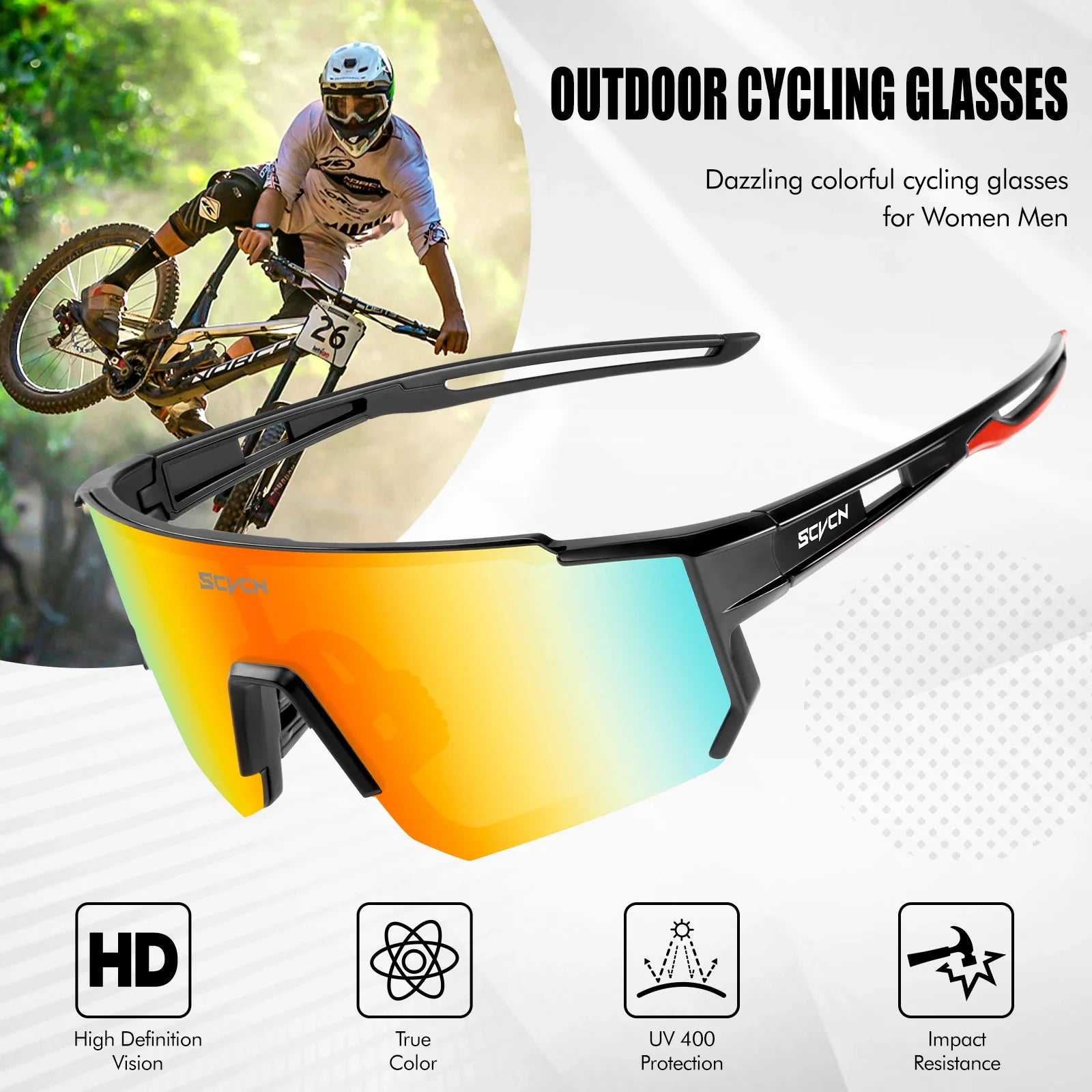 SCVCN Fashion Sunglasses for Men Women Sports Glasses Hiking Eyewear Outdoor Cycling  MTB Bike Mountain UV400 Skiing Goggles