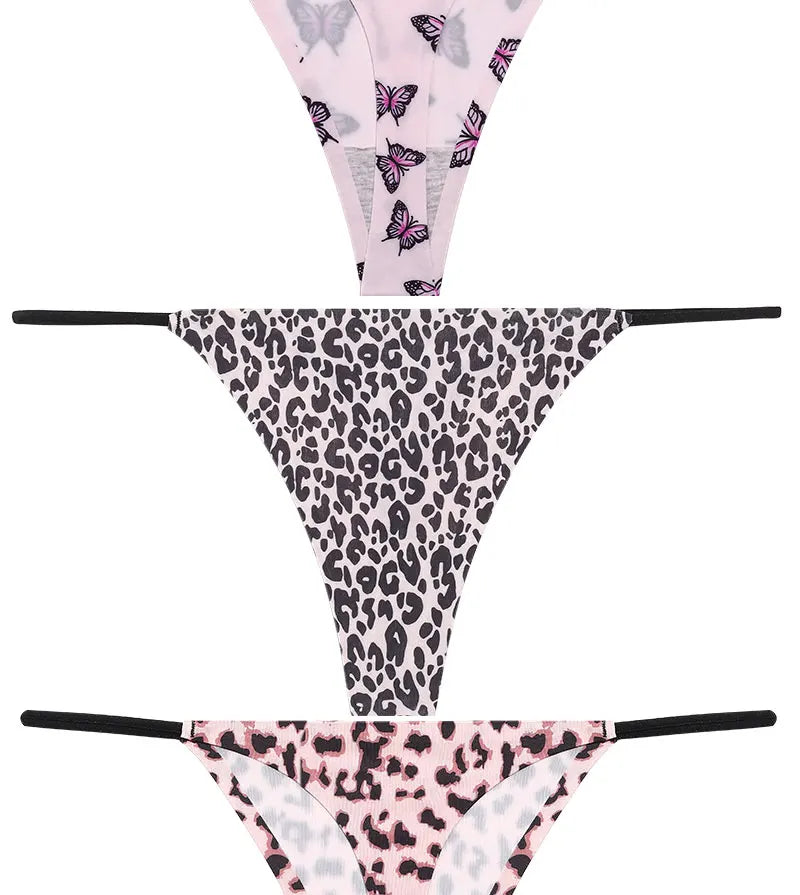 FINETOO 4PCS Seamless Thong Women Thin Strap Low Waist High Flexibility Panties Sexy Underwear Ladies Briefs T-back Comfortable
