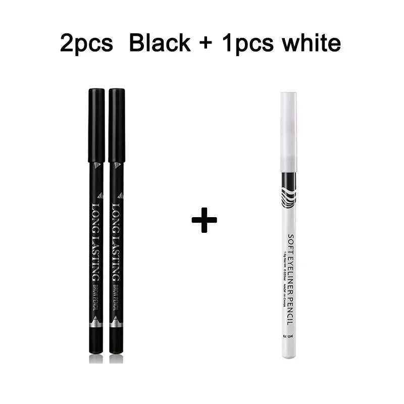 2pcs MENOW 3 colors Long Lasting Waterproof  Eyebrow Pencils Double Use Wooden Pole Eyeliner Permanent Makeup Tattoo Accessories