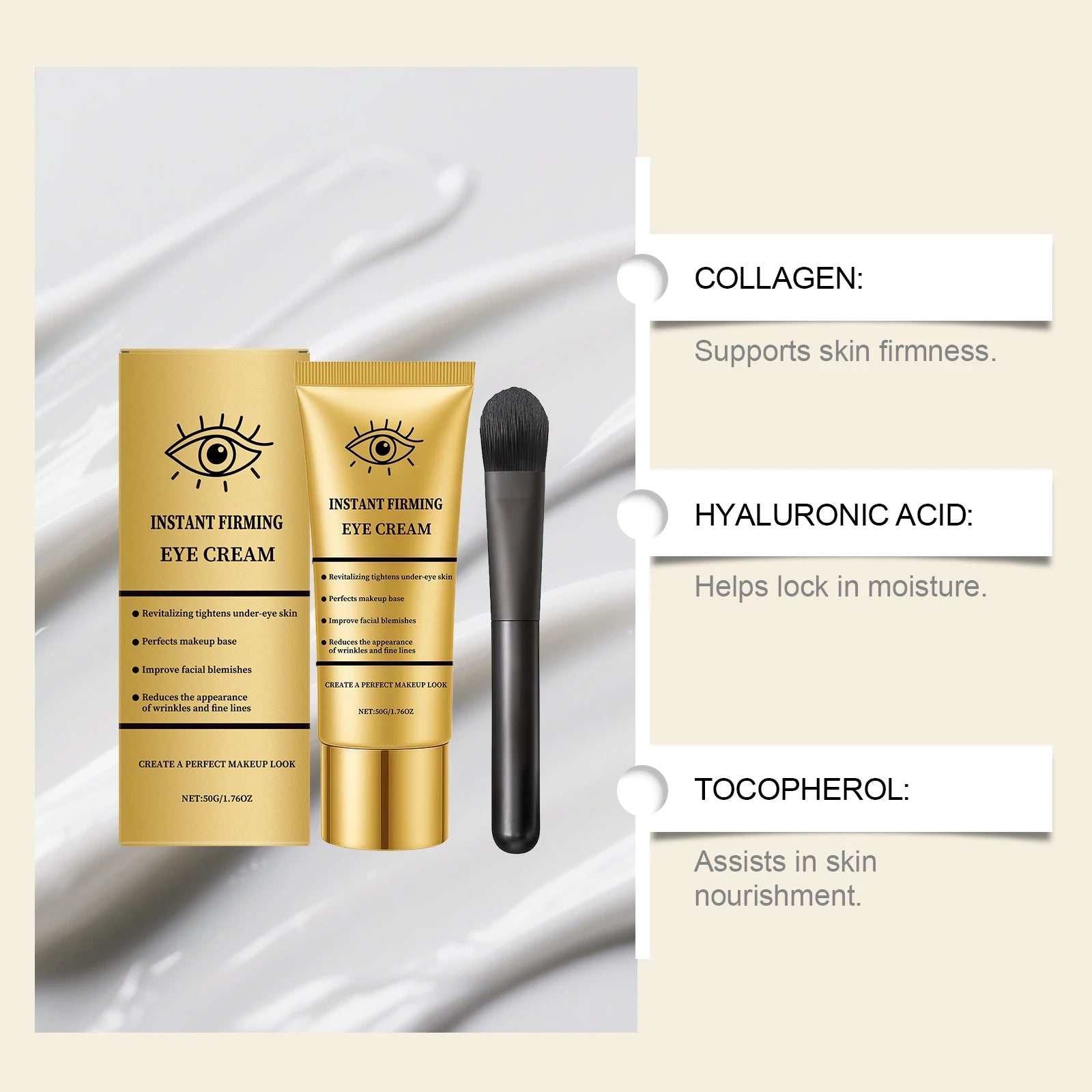 Temporary Tighten Eye Cream for Removal Eye Bags Anti Puffiness Dark Circles Removal Firming Increase Elasticity Massage EyeCare