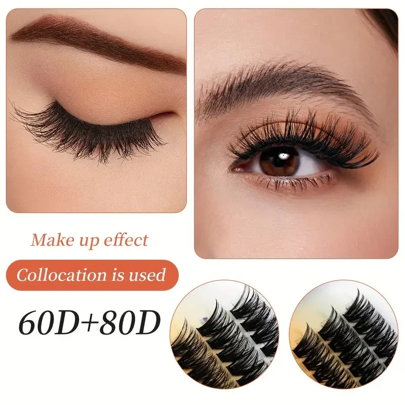60D Bundles Fluffy Eyelash Volume Eyelash Extension DIY 80D Individual Cluster Lashes Bunches Natural Lash Fox Eye Self Fanning