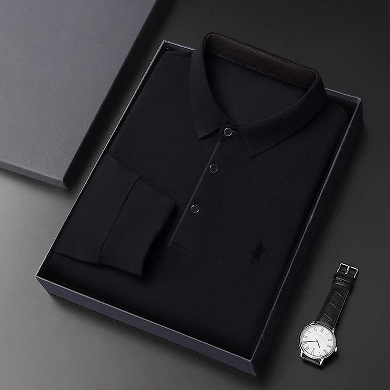 Light Luxury 202 Paul Men's Polo Shirt Long Sleeved T-shirt Casual Daily Lapel Sweatshirt Base