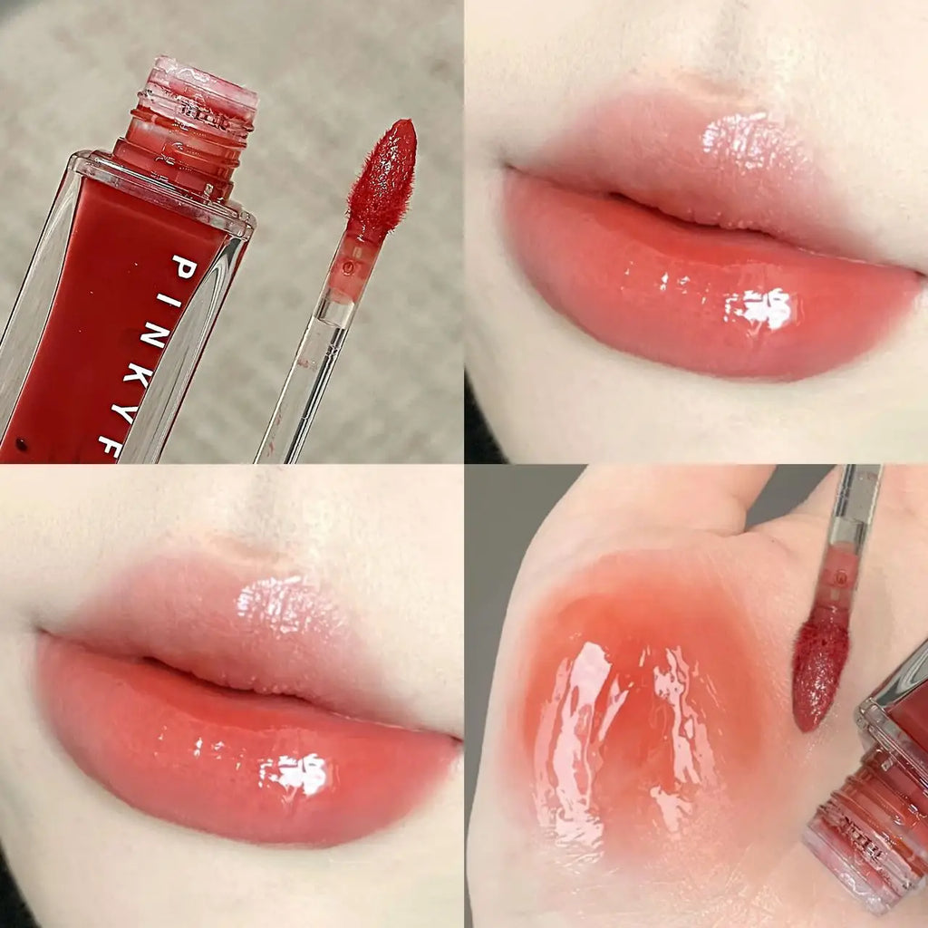 Pinkyfocus Mirror Lip Glaze - Moisturizing, Long-Lasting, Non-Stick Cup, Brightens Skin Tone, Waterproof Lip Gloss Creates Hydrated and Plump Lips, Suitable for All Skin Tones, Holiday Gift