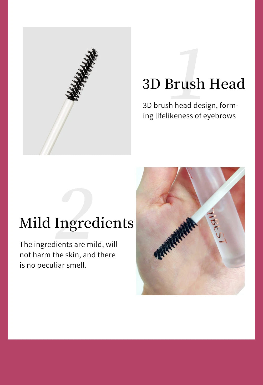 QIBEST Eyebrow Gel Styling Liquid Colorless Transparent Fixed Gel Waterproof Sweat-proof Eyebrow Repair Makeup Gel For Eyebrows