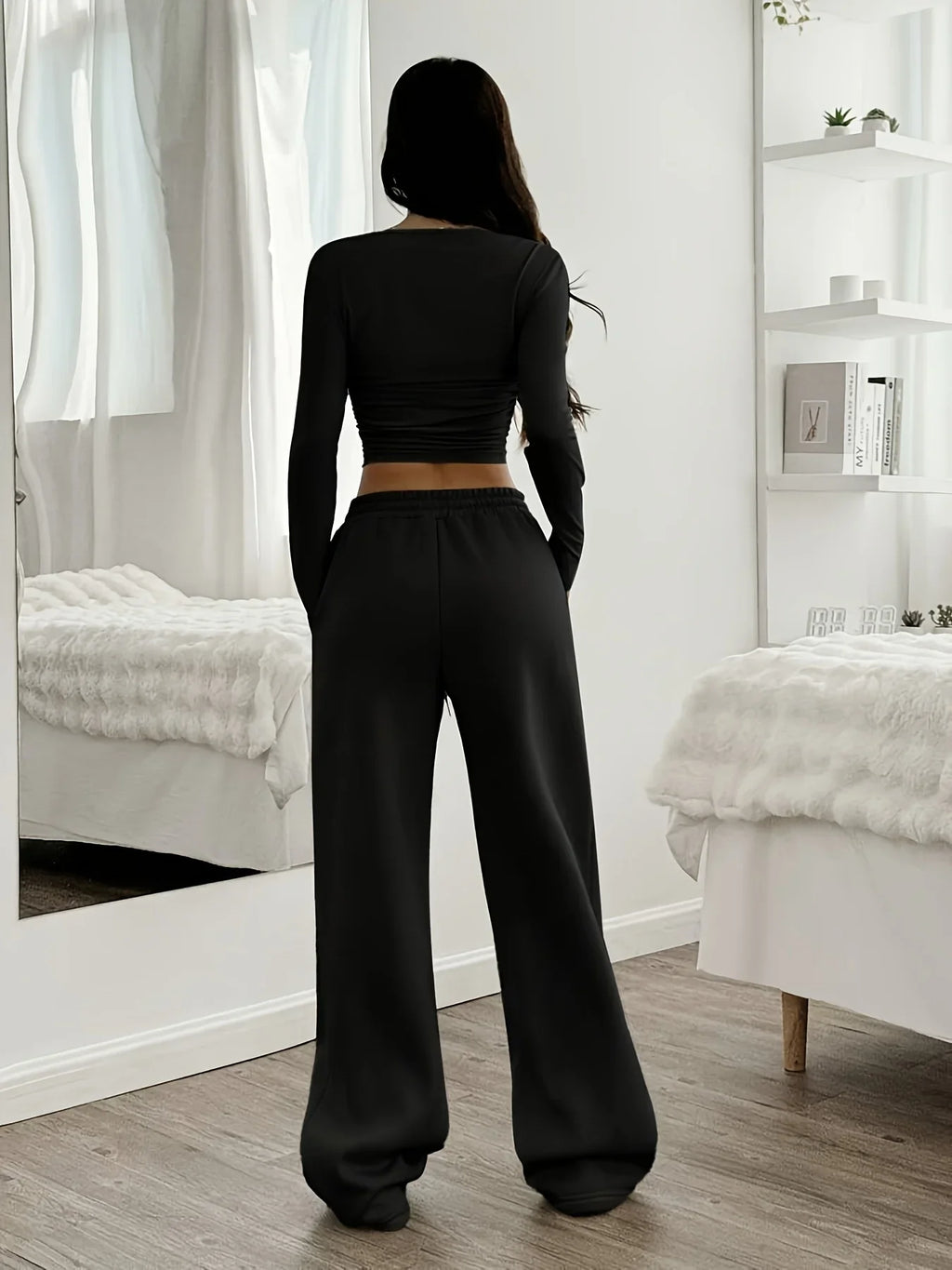 Women Jogger Cotton Pants Casual Drawstring Loose Unisex Wide Leg Straight Pants Sweatpants Spring Autumn Baggy Gym Track Pants