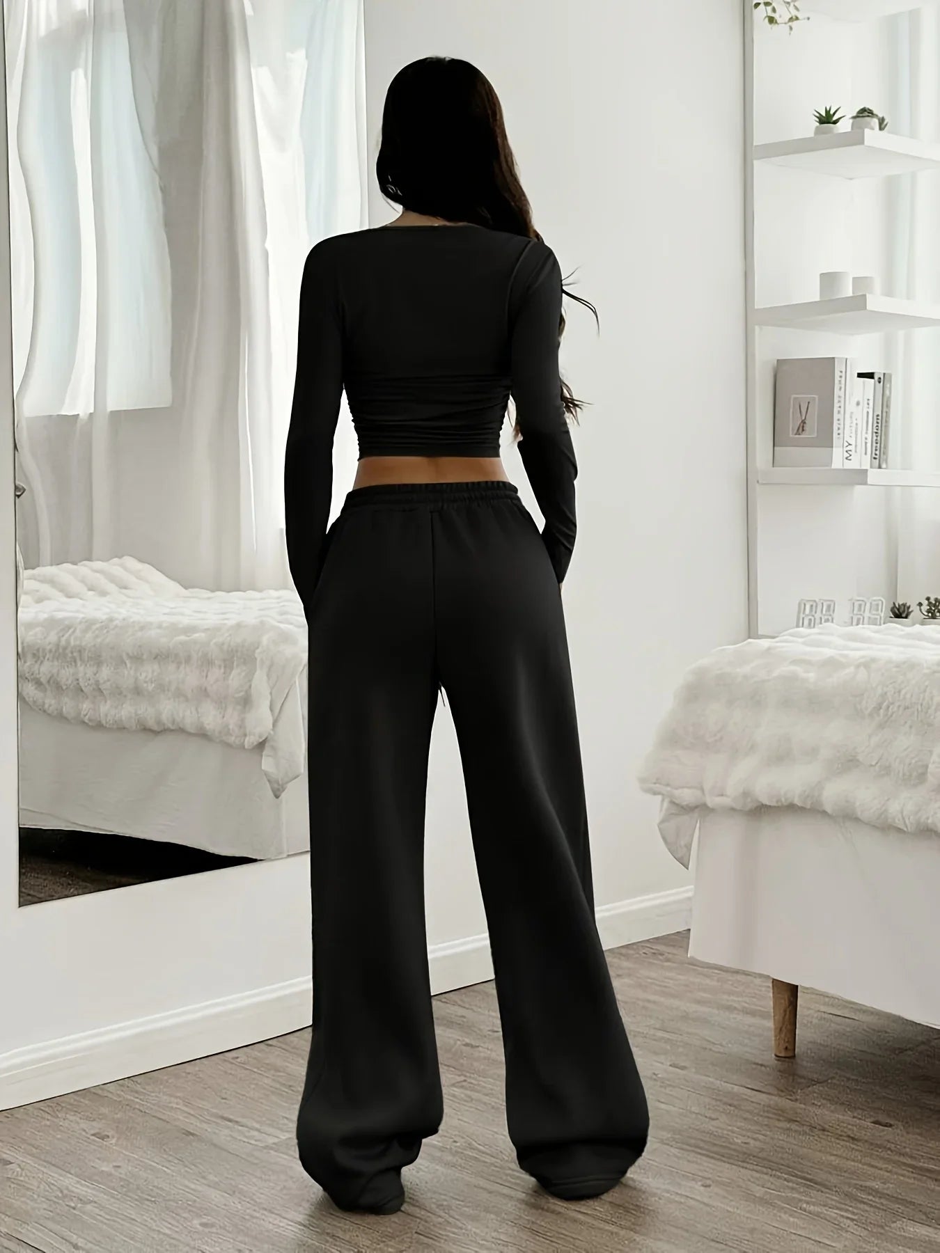 Women Jogger Cotton Pants Casual Drawstring Loose Unisex Wide Leg Straight Pants Sweatpants Spring Autumn Baggy Gym Track Pants
