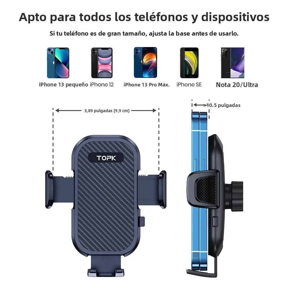 TOPK Car Phone Holder Air Vent Mount for Big Phones & Thick Cases | Hands-Free Clamp Cradle for iPhone, Samsung, All Smartphones