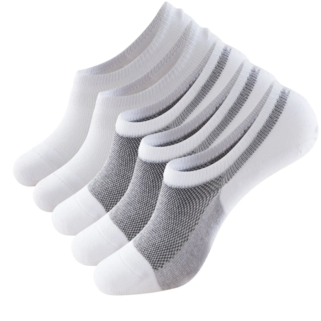 RMSWEETYIL 5 Pairs No Show Low Cut Short Invisible Liner No Slip Socks for Men and Women Cotton Thin Flat No See Boat Shoe Socks