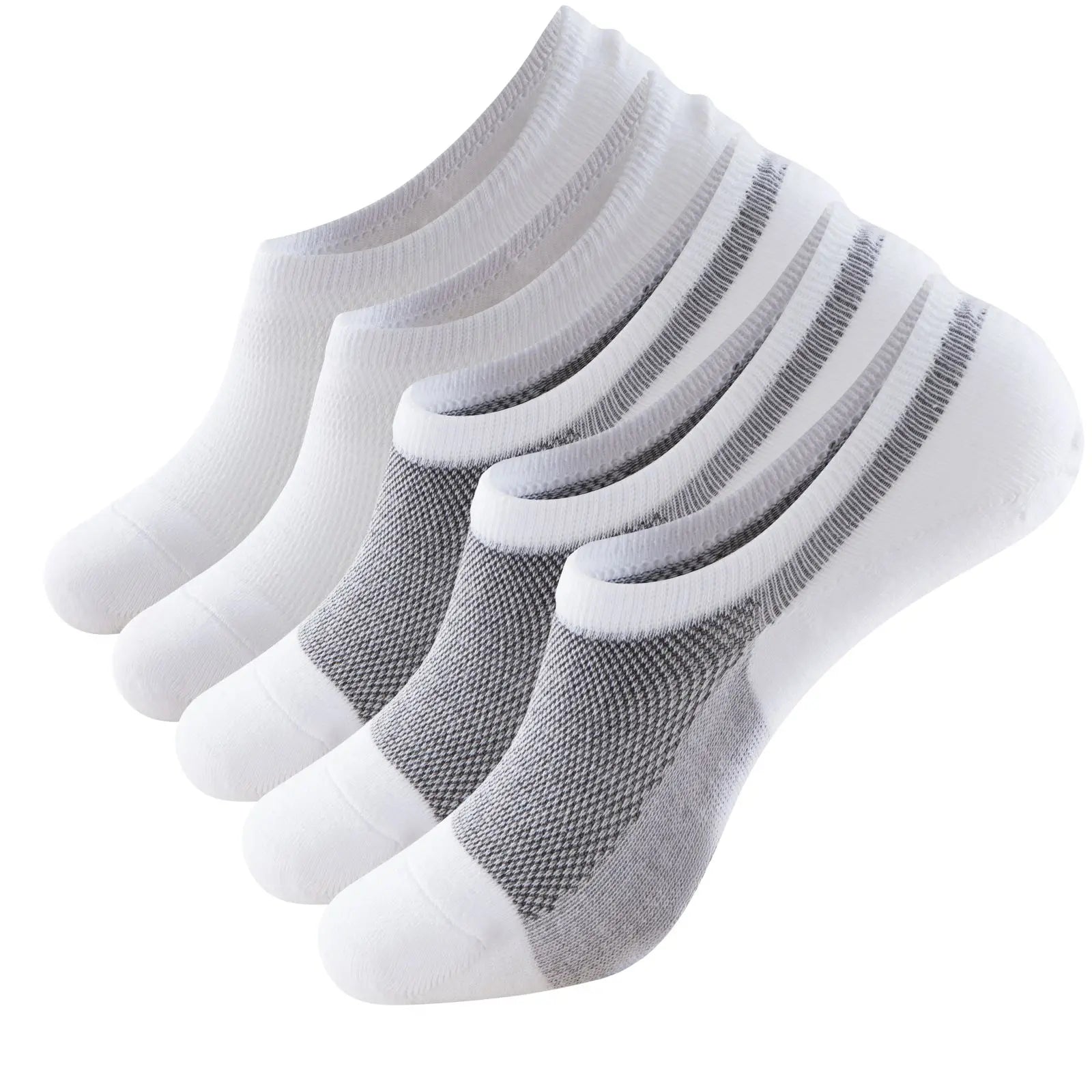 RMSWEETYIL 5 Pairs No Show Low Cut Short Invisible Liner No Slip Socks for Men and Women Cotton Thin Flat No See Boat Shoe Socks