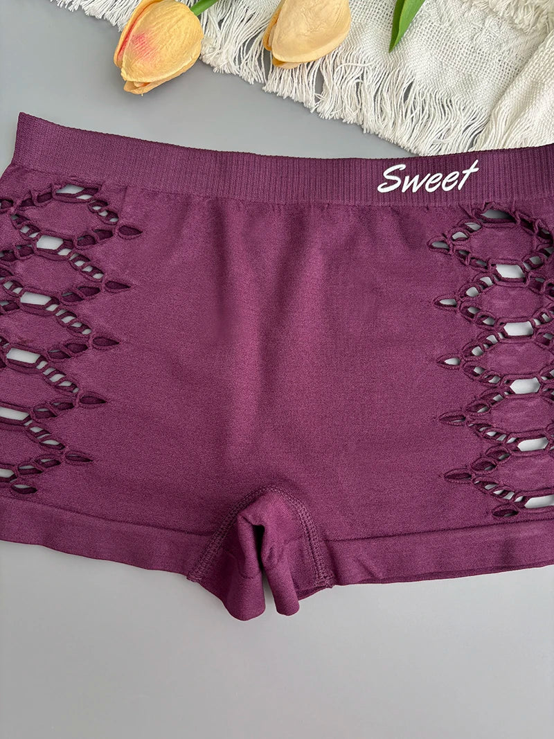 Seamless Sports Underpants Skirt Seamless Knickers Shorts Under The Skirt Sexy Side Mesh Hollow Out Boxer Panties Safety Panty