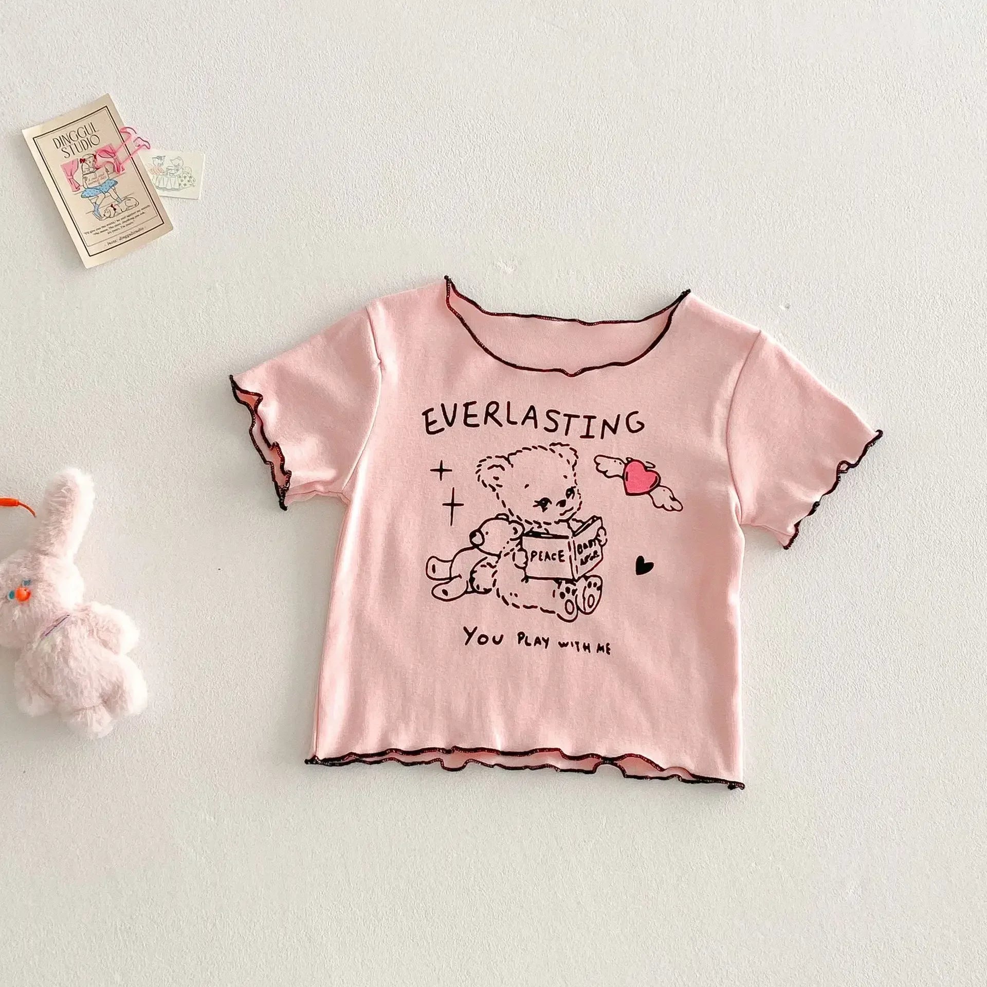 18M-5-year-old Baby Casual Clothes Cute Cartoon Animal Print Short Sleeved T-shirt Boys and Girls Daily Versatile Summer New