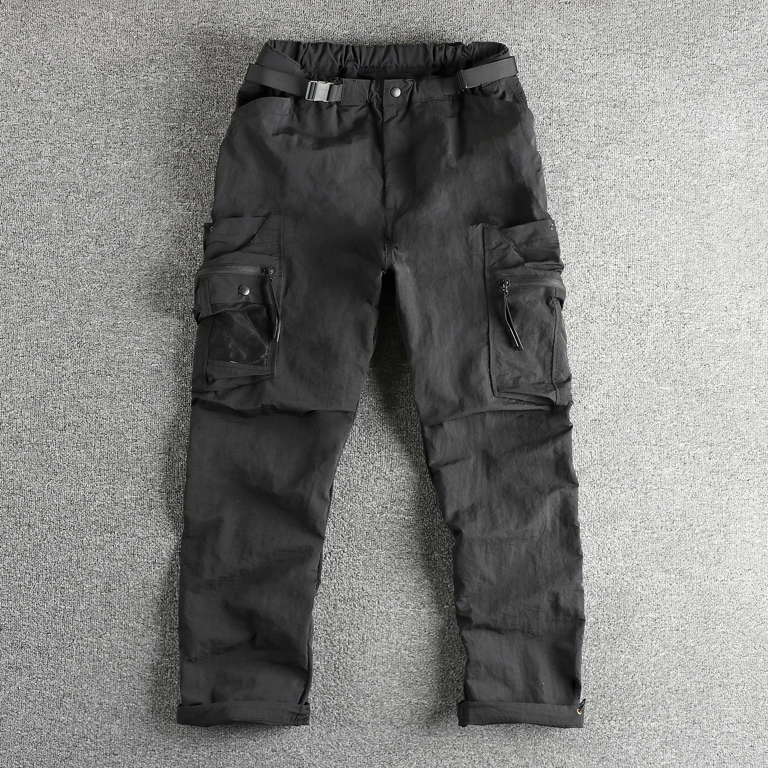 2025 New Japanese Loose Straight Outdoor Paratrooper Assault Pants Men's Functional Pocket Casual Trouser with Belt for Cityboy