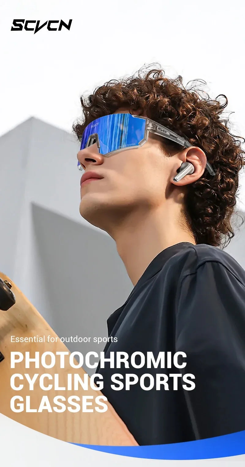 SCVCN Photochromic Hiking Eyewear Cycling Glasses Sports Sunglasses for Women Outdoor Road  MTB Bike Glasses UV400 Men Windproof