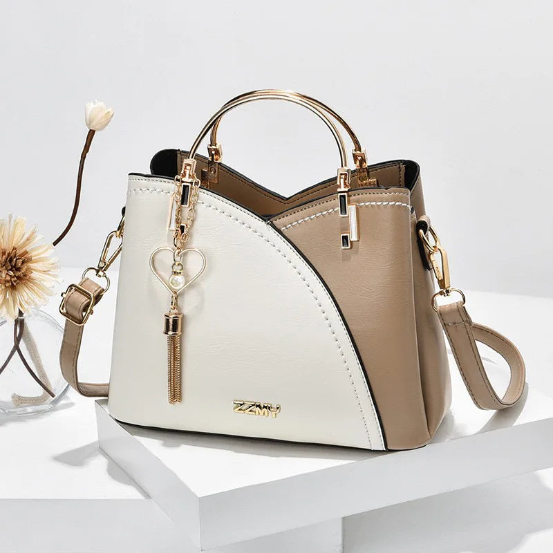 Fashionable handbag Korean color-blocking large capacity women's bag fashionable one-shoulder crossbody bag bucket bag