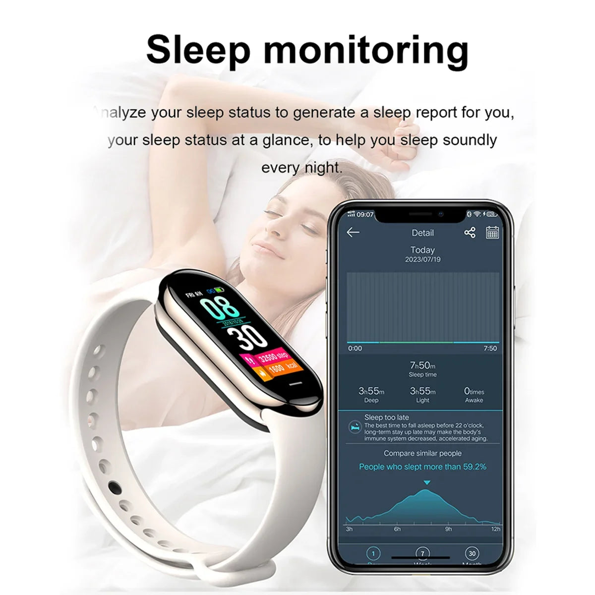 2026 New Hot Amoled Men Smart Band Women Heart Rate Smart Wartch Waterproof Smart Bracelet Sport Fitness Tracker For Android IOS