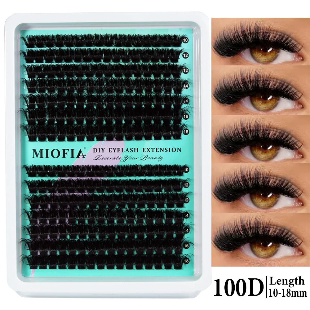 MIOFIA Wispy Thick Lashes Cluster 50D 80D 100D 150D Natural Fluffy False Eyelash Extension Cat Eye Lashes Mixed Tray Makeup