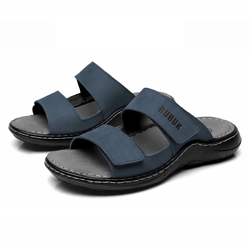 First-Layer Cowhide New Men's Casual Slippers Non-Slip Summer Beach Sandals Suitable for Outdoor Leisure Sports Beach