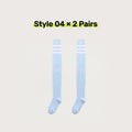 2 Pairs Women's Over The Knee Socks Cotton Thigh High Socks Black White Blue Colorful Striped Pattern Fashion Casual Daily Wear