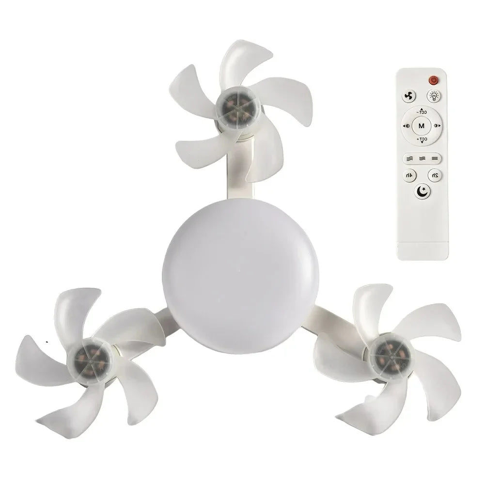Drone Design Silent Ceiling Fan Light E27 Base Remote Controlled Dimmable 3 Color LED Ceiling Fanlight for Living Room Bedroom