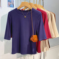 AOSSVIAO 2026 Summer 100% Cotton Women's T-shirt Bottoming Basic Crew Neck Fashionable Solid Lady Short Sleeve Tops Shirts