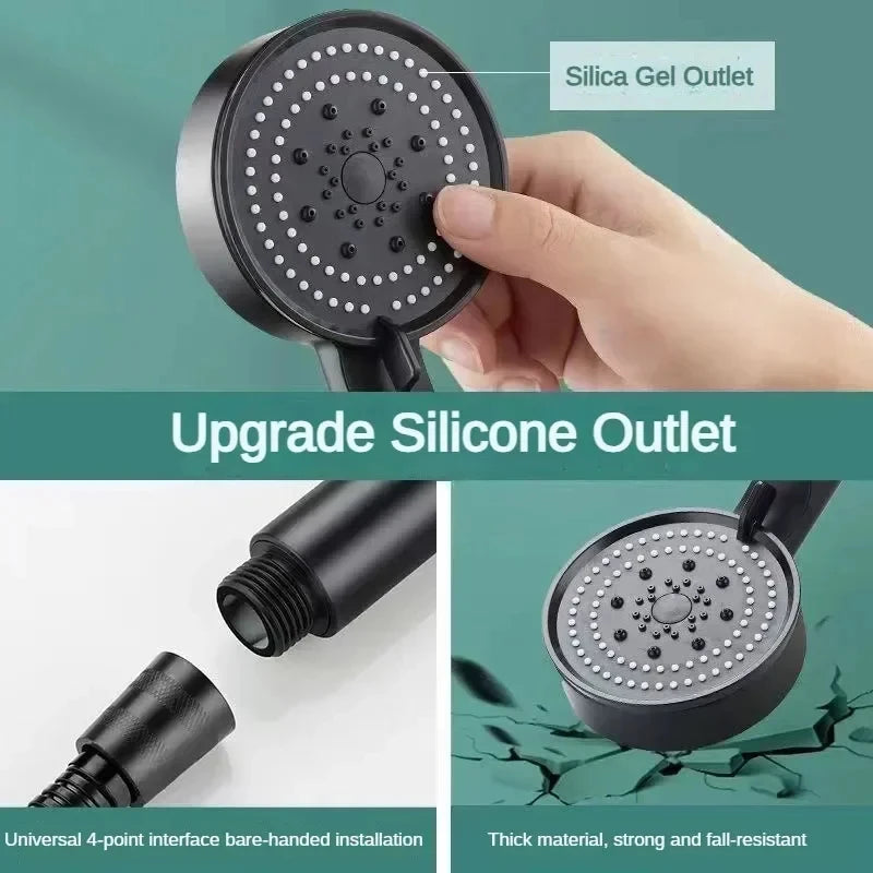 Booster Shower Head 5 Modes Household Adjustable High Pressure Water Massage Shower Head Handheld Spray Shower Bathroom Supplies