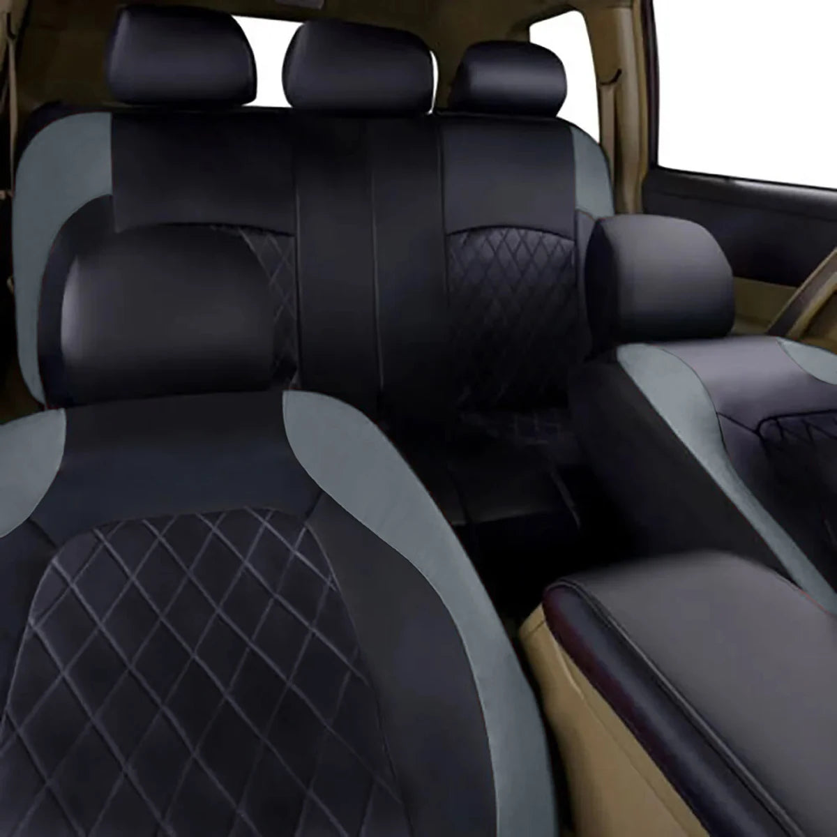 Universal Internal Seat Covers 4PCS All-Season Quilted Faux Leather Car Seat Cover