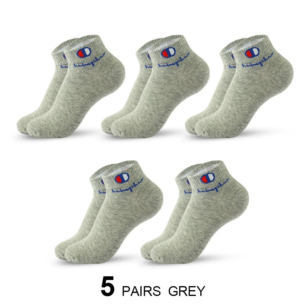 5/10/20 Pairs Men Ankle Socks Cotton Brand Classic Fashion Black White Socks Breathable Mesh Athletic Sports Socks for Summer