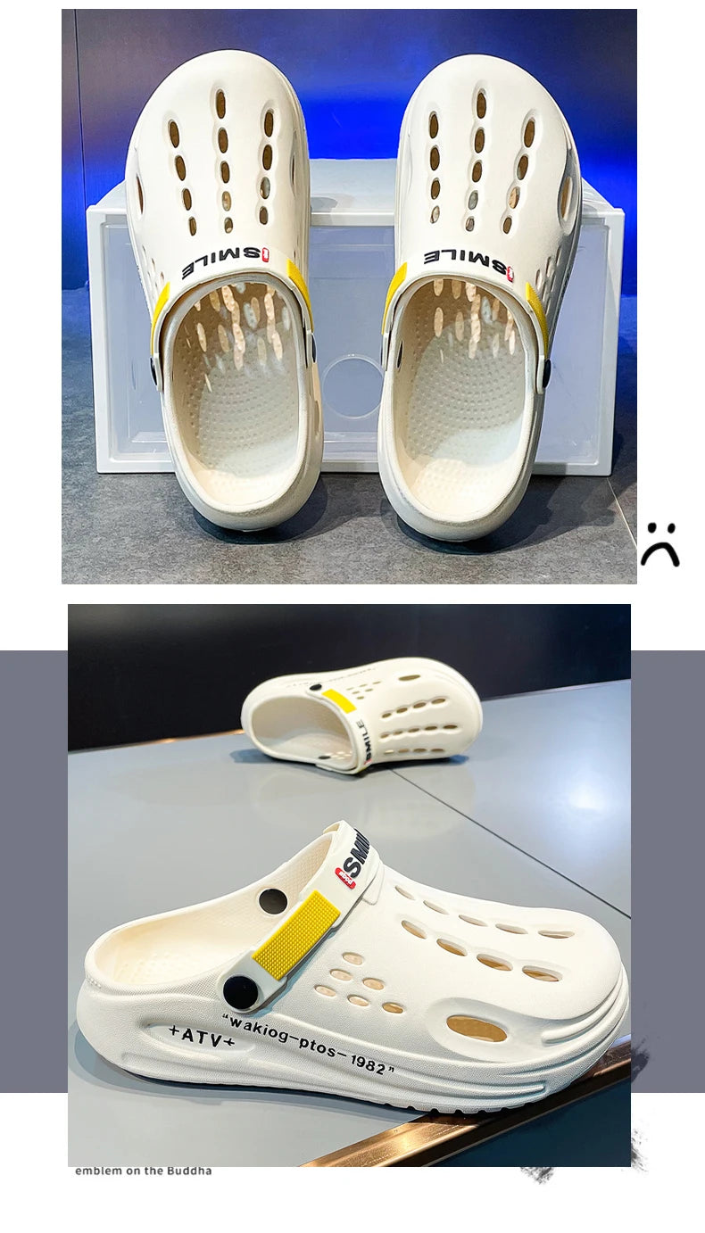 Summer Clogs Sandals 47 Men Clogs EVA Slippers Soft Sole Breathable Beach Slippers Men Home Slippers Outdoor Antiskid Slippers
