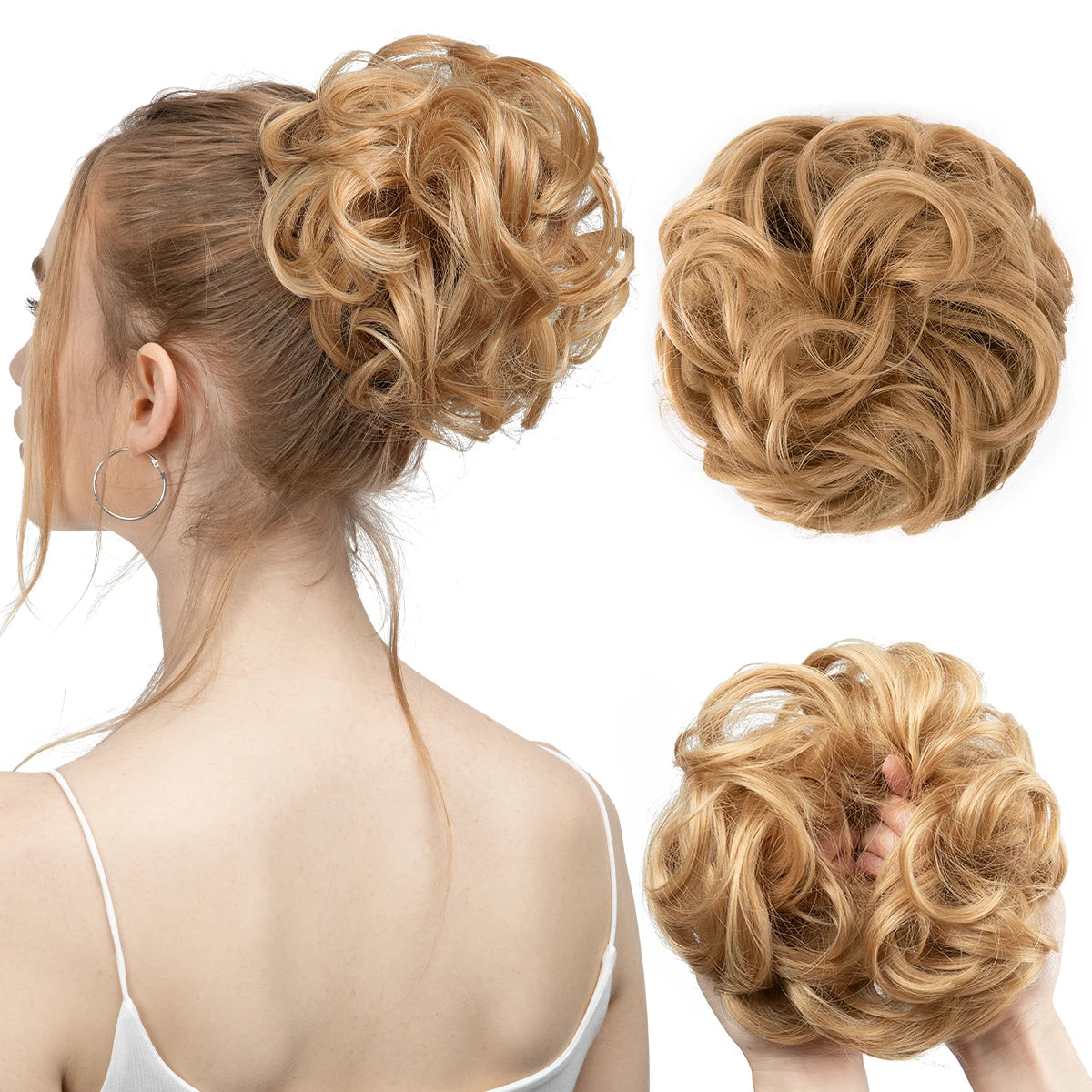 Synthetic Messy Hair Bun Extensions Big Curly Elastic Hair Scrunchies Hairpieces Chignon Donut Updo Hair Pieces for Women
