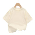 Summer Children's Short Sleeved T-shirt New Fashion Kids Shoulder Down T-shirt Top Cotton Trendy Student  Tee 2-12 Years Old