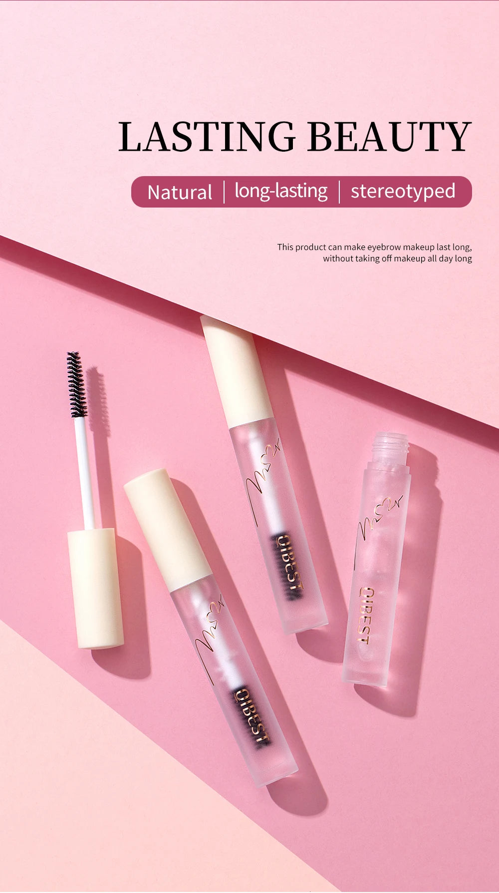 QIBEST Eyebrow Gel Styling Liquid Colorless Transparent Fixed Gel Waterproof Sweat-proof Eyebrow Repair Makeup Gel For Eyebrows
