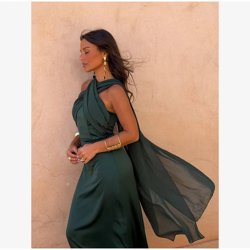 Solid Color Strapless Ribbon Women Summer Dress Sexy Sleeveless Backless High Waist Slim Maxi Vestidos 2026 Lady Vacation Outfit