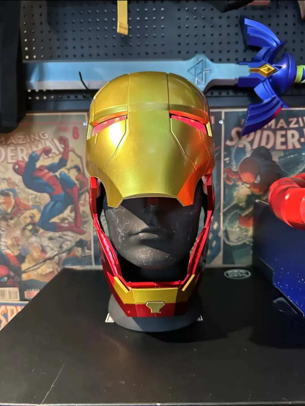 Marvel Comics Iron Man Helmet Electric Wearable Mask 1:1 Automatic Opening And Closing Model Characters Adult Toys Birthday Gift