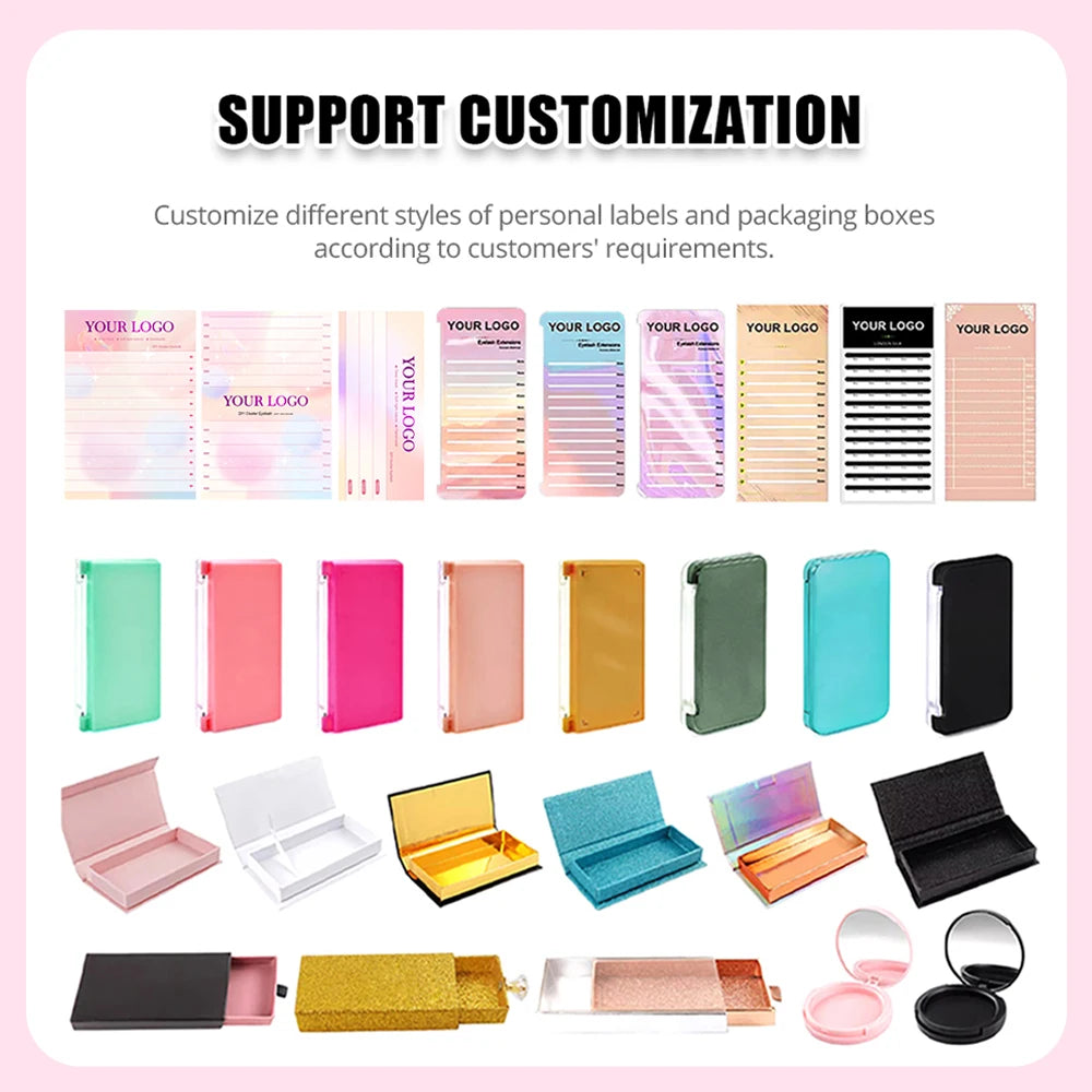 YUANZHIJIE DIY Cluster Eyelash Extension 12lines Dovetail Segmented Lashes Natural Lighter Bundle Makeup Supplies