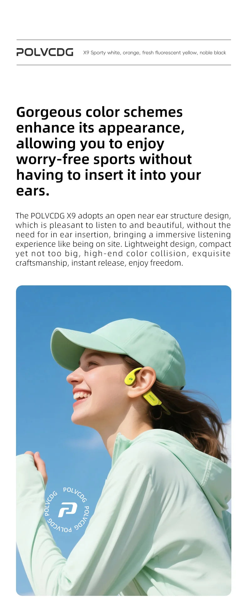 POLVCDG X9 Bone Conduction Earphones IPX8 Waterproof Open Swimming Earphones 32G Ear Hanging Earphones Tennis Running Cycling